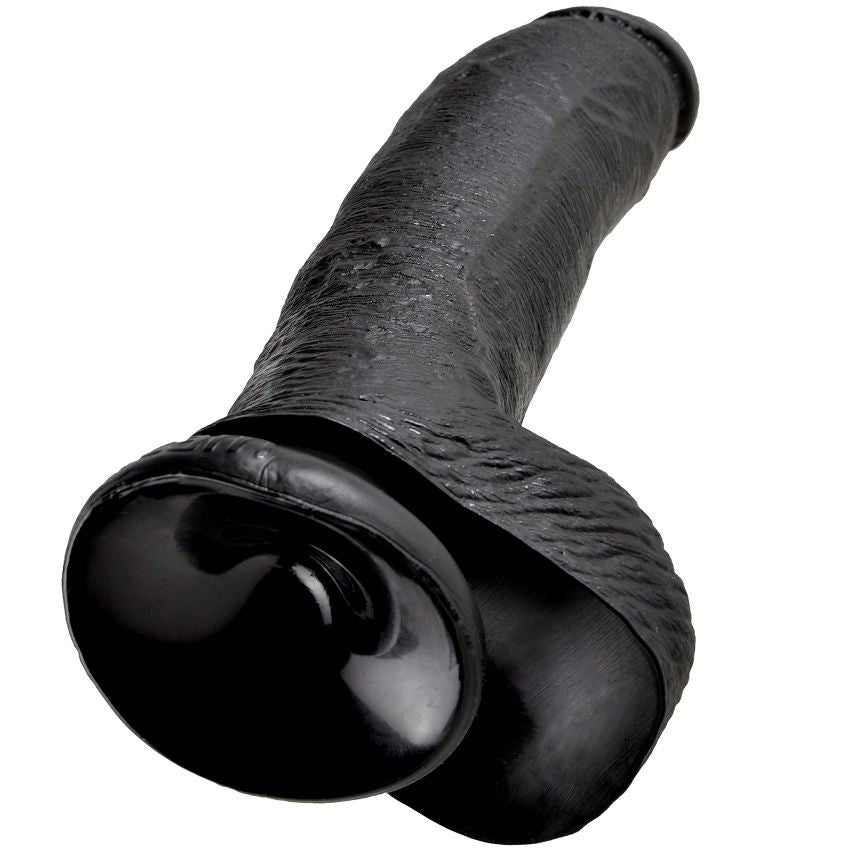 KING COCK - 9 DILDO BLACK WITH BALLS 22.9 CM - My naughty haven #