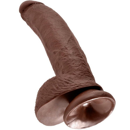 KING COCK - 9 DILDO BROWN WITH BALLS 22.9 CM - My naughty haven #