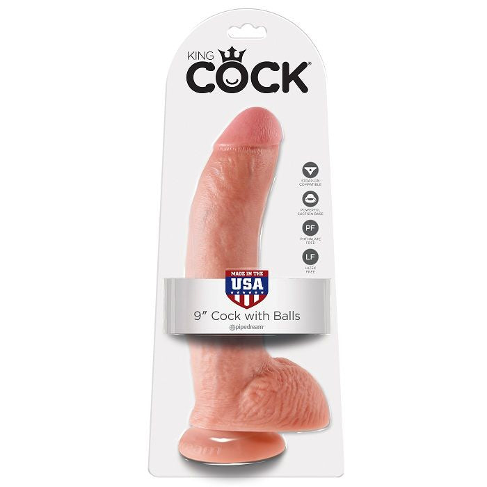 KING COCK - 9 DILDO FLESH WITH BALLS 22.9 CM - My naughty haven #