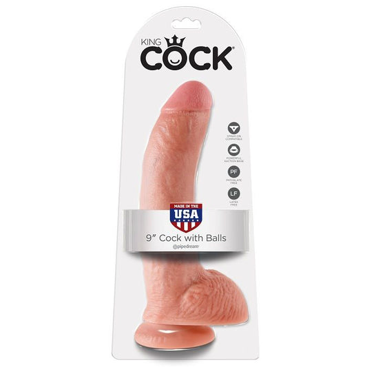 KING COCK - 9 DILDO FLESH WITH BALLS 22.9 CM - My naughty haven #