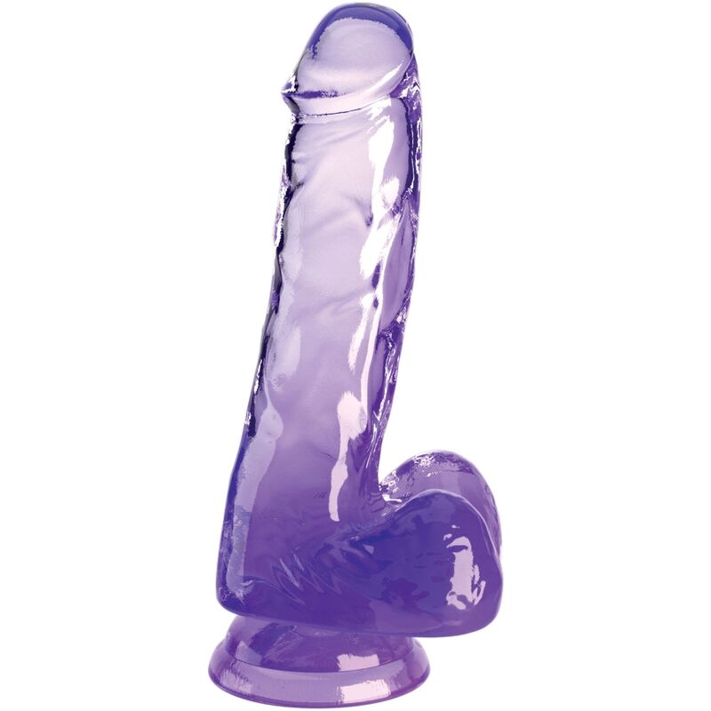 KING COCK - CLEAR REALISTIC PENIS WITH BALLS 13.5 CM PURPLE - My naughty haven #