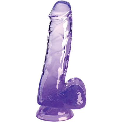 KING COCK - CLEAR REALISTIC PENIS WITH BALLS 13.5 CM PURPLE - My naughty haven #