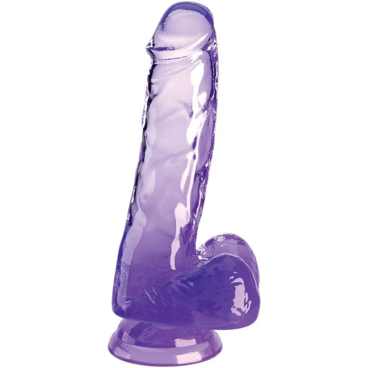 KING COCK - CLEAR REALISTIC PENIS WITH BALLS 13.5 CM PURPLE - My naughty haven #