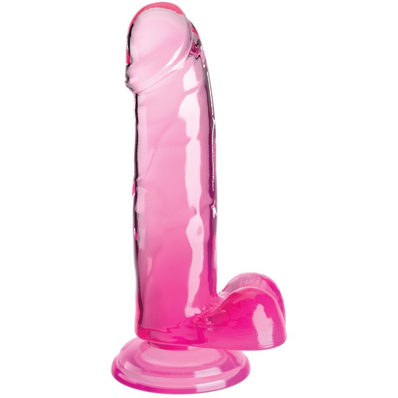 KING COCK - CLEAR REALISTIC PENIS WITH BALLS 15.2 CM PINK - My naughty haven #