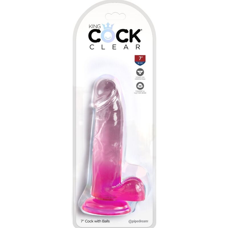 KING COCK - CLEAR REALISTIC PENIS WITH BALLS 15.2 CM PINK - My naughty haven #