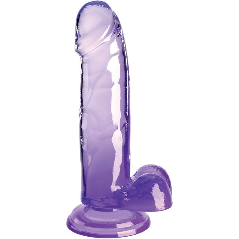KING COCK - CLEAR REALISTIC PENIS WITH BALLS 15.2 CM PURPLE - My naughty haven #
