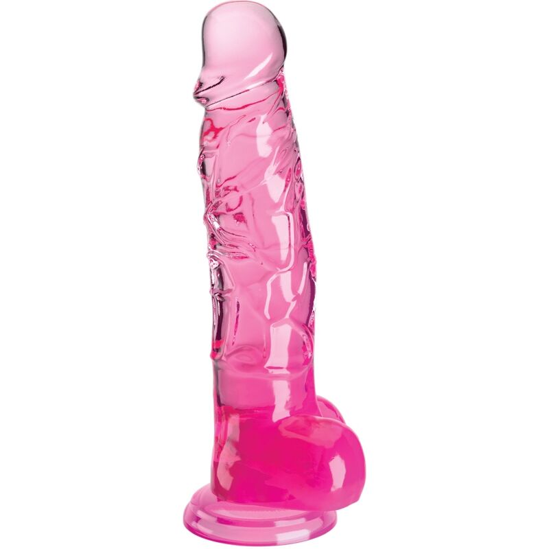 KING COCK - CLEAR REALISTIC PENIS WITH BALLS 16.5 CM PINK - My naughty haven #