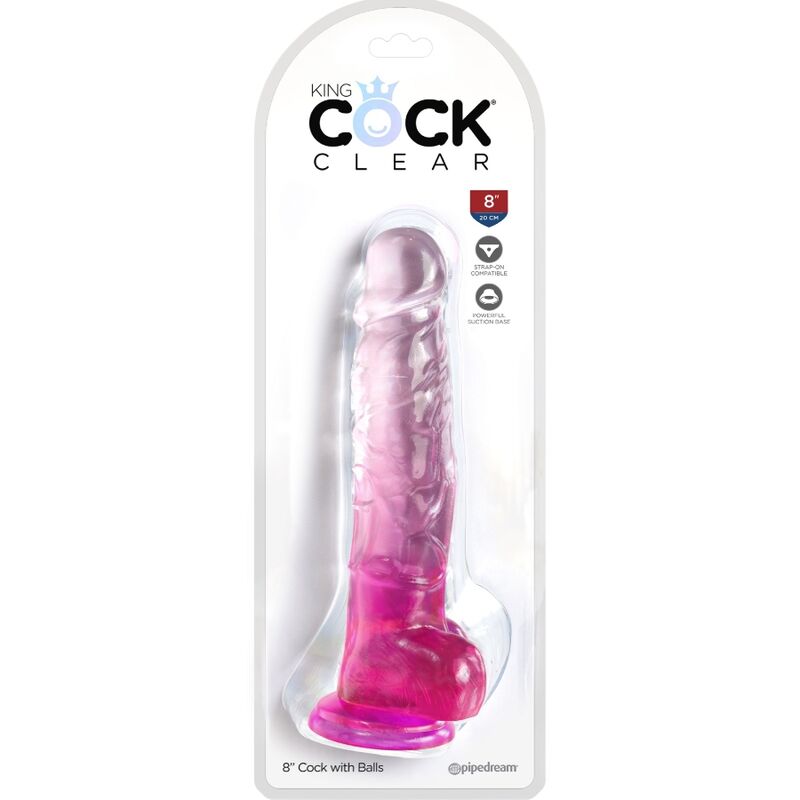 KING COCK - CLEAR REALISTIC PENIS WITH BALLS 16.5 CM PINK - My naughty haven #