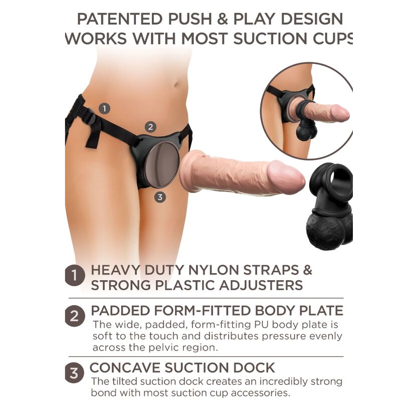 KING COCK - ELITE DELUXE ADJUSTABLE HARNESS KIT RING WITH TESTICLES & DILDO 20.3 CM - My naughty haven #