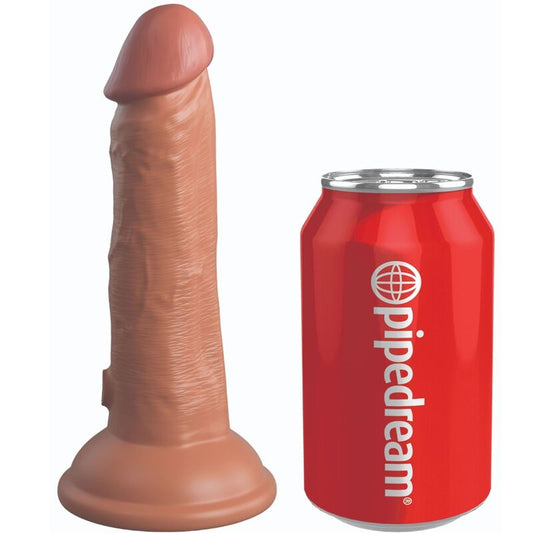 KING COCK - ELITE REALISTIC DILDO VIBRATING & SILICONE 15.2 CM CARAMEL - My naughty haven #