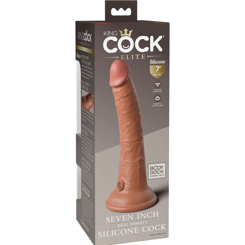 KING COCK - ELITE REALISTIC SILICONE DILDO 17.8 CM CARAMEL - My naughty haven #