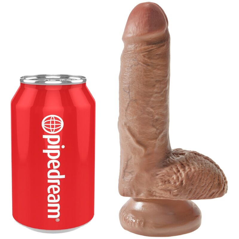 KING COCK - REALISTIC PENIS WITH BALLS 13.2 CM CARAMEL - My naughty haven #