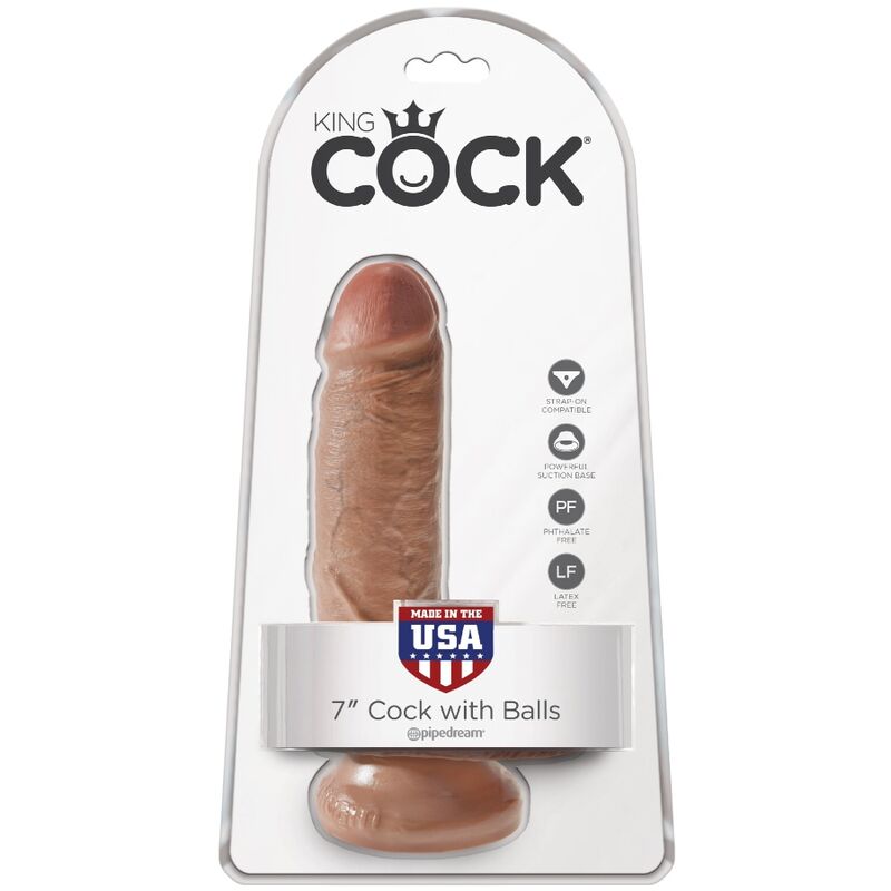 KING COCK - REALISTIC PENIS WITH BALLS 13.2 CM CARAMEL - My naughty haven #