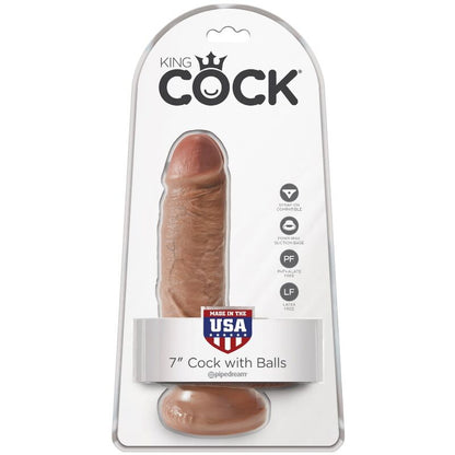 KING COCK - REALISTIC PENIS WITH BALLS 13.2 CM CARAMEL - My naughty haven #