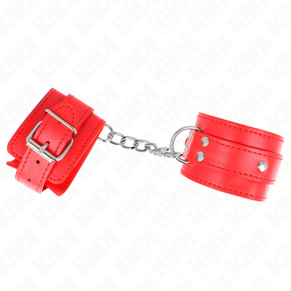 KINK - 3 D-RING WRIST RESTRAINTS ADJUSTABLE RED 17.5-25 CM X 6 CM - My naughty haven #