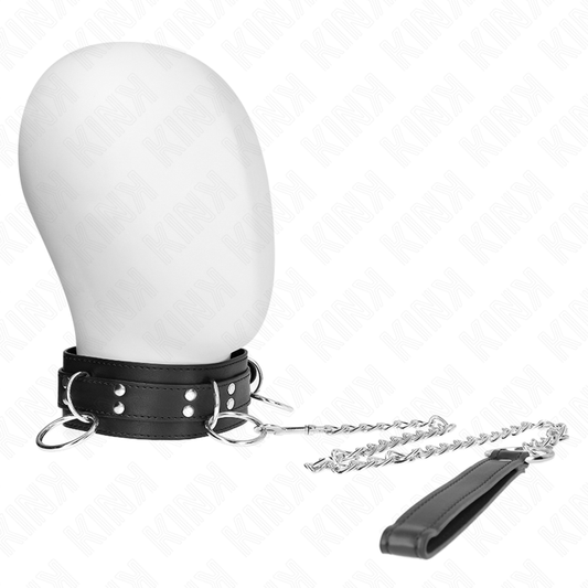 KINK - 3 RING SLAVERY NECKLACE WITH STRAP 80 CM 53 X 5 CM - My naughty haven #