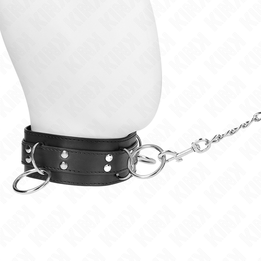 KINK - 3 RING SLAVERY NECKLACE WITH STRAP 80 CM 53 X 5 CM - My naughty haven #