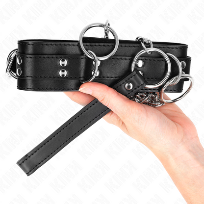 KINK - 3 RING SLAVERY NECKLACE WITH STRAP 80 CM 53 X 5 CM - My naughty haven #
