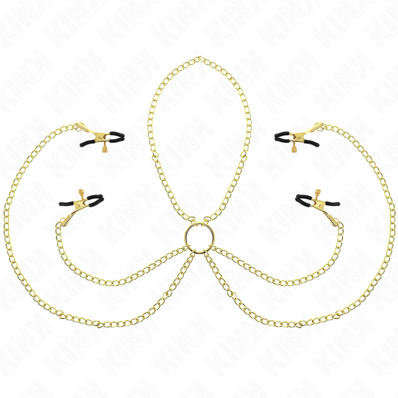 KINK - 4 NIPPLE AND CLIT CLAMPS ADJUSTABLE GOLD - My naughty haven #