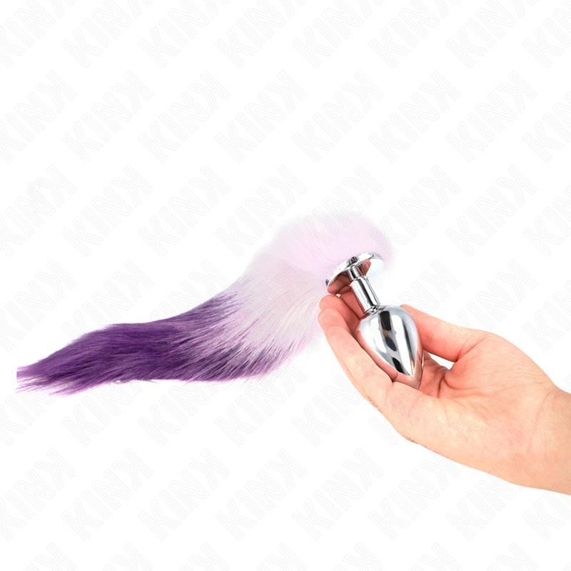 KINK - ANAL PLUG SIZE L 10 X 4 CM WITH SYNTHETIC TAIL 40 CM PURPLE - My naughty haven #