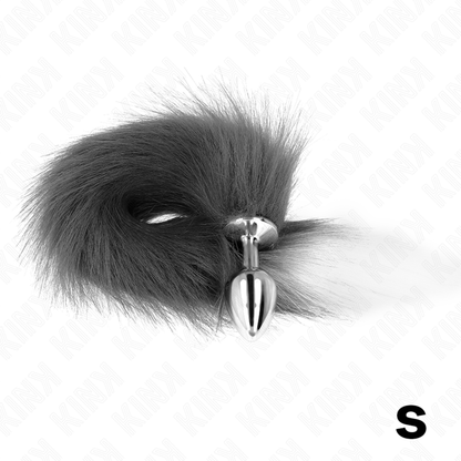KINK - ANAL PLUG SIZE S 7 X 3 CM WITH SYNTHETIC TAIL 40 CM GREY AND WHITE - My naughty haven #
