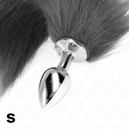 KINK - ANAL PLUG SIZE S 7 X 3 CM WITH SYNTHETIC TAIL 40 CM GREY AND WHITE - My naughty haven #