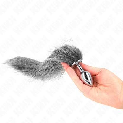 KINK - ANAL PLUG SIZE S 7 X 3 CM WITH SYNTHETIC TAIL 40 CM GREY - My naughty haven #