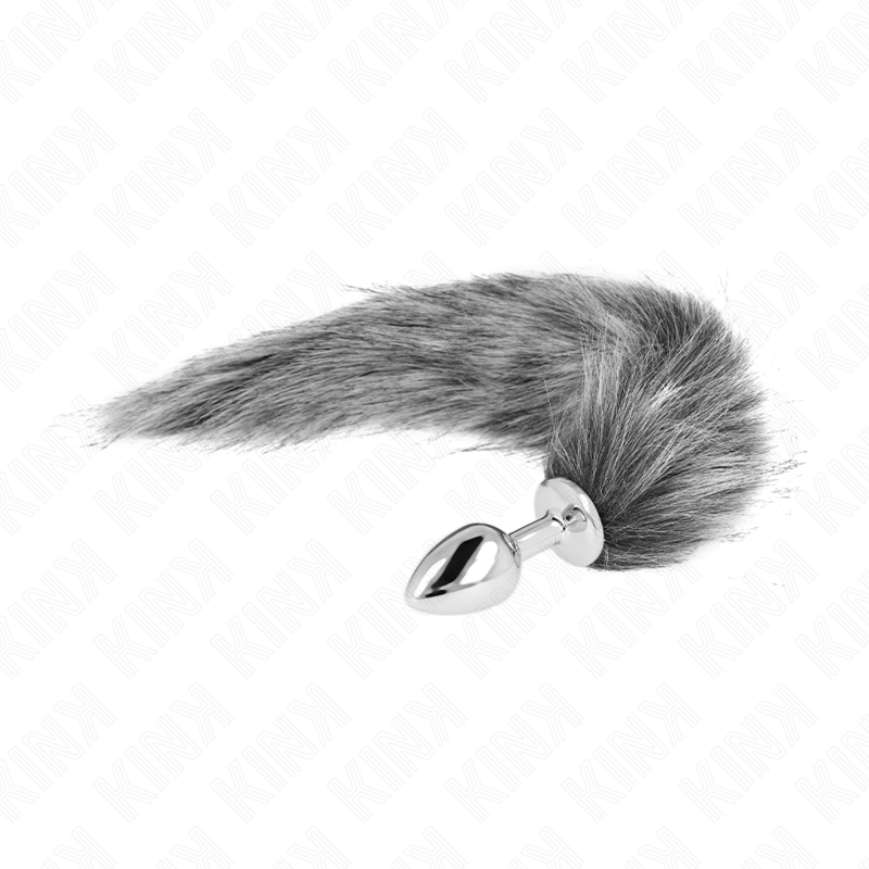 KINK - ANAL PLUG SIZE S 7 X 3 CM WITH SYNTHETIC TAIL 40 CM GREY - My naughty haven #