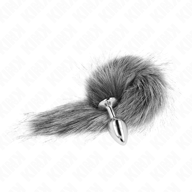 KINK - ANAL PLUG SIZE S 7 X 3 CM WITH SYNTHETIC TAIL 40 CM GREY - My naughty haven #