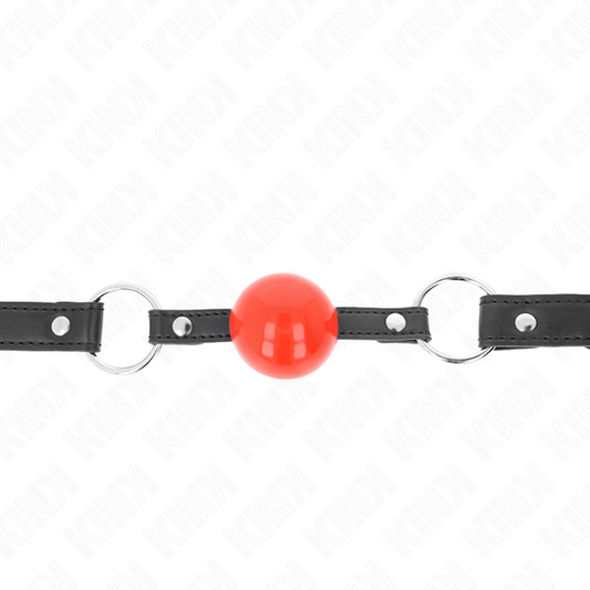KINK - BALL 4 CM GAG WITH LOCK RED BALL BLACK STRAP 60 x 2 CM - My naughty haven #
