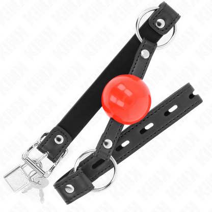 KINK - BALL 4 CM GAG WITH LOCK RED BALL BLACK STRAP 60 x 2 CM - My naughty haven #