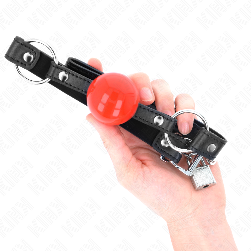 KINK - BALL 4 CM GAG WITH LOCK RED BALL BLACK STRAP 60 x 2 CM - My naughty haven #