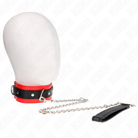 KINK - BASIC MODEL COLLAR WITH LEASH 65 CM MODEL 3 RED 53 X 5 CM - My naughty haven #