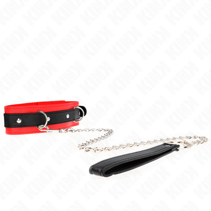 KINK - BASIC MODEL COLLAR WITH LEASH 65 CM MODEL 3 RED 53 X 5 CM - My naughty haven #