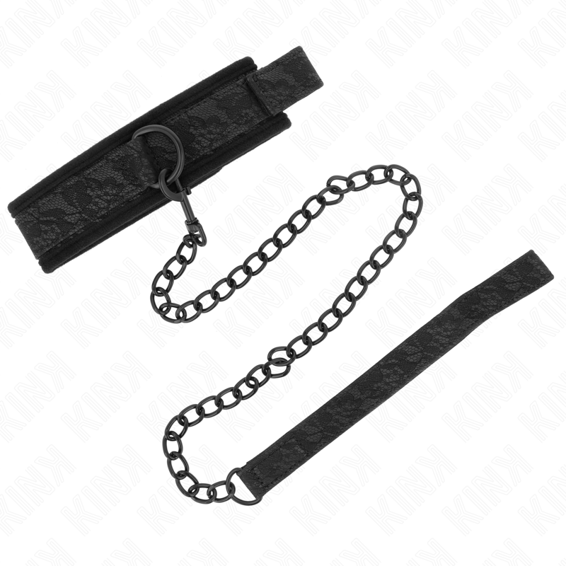 KINK - BASIC MODEL COLLAR WITH LEASH 77 CM MODEL 5 AJUSTABLE 34-54 CM X 5 CM - My naughty haven #