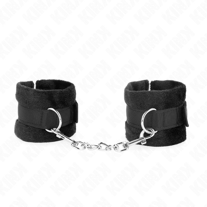 KINK - BEGINNER FUR HAND CUFFS BLACK 30 X 7 CM - My naughty haven #