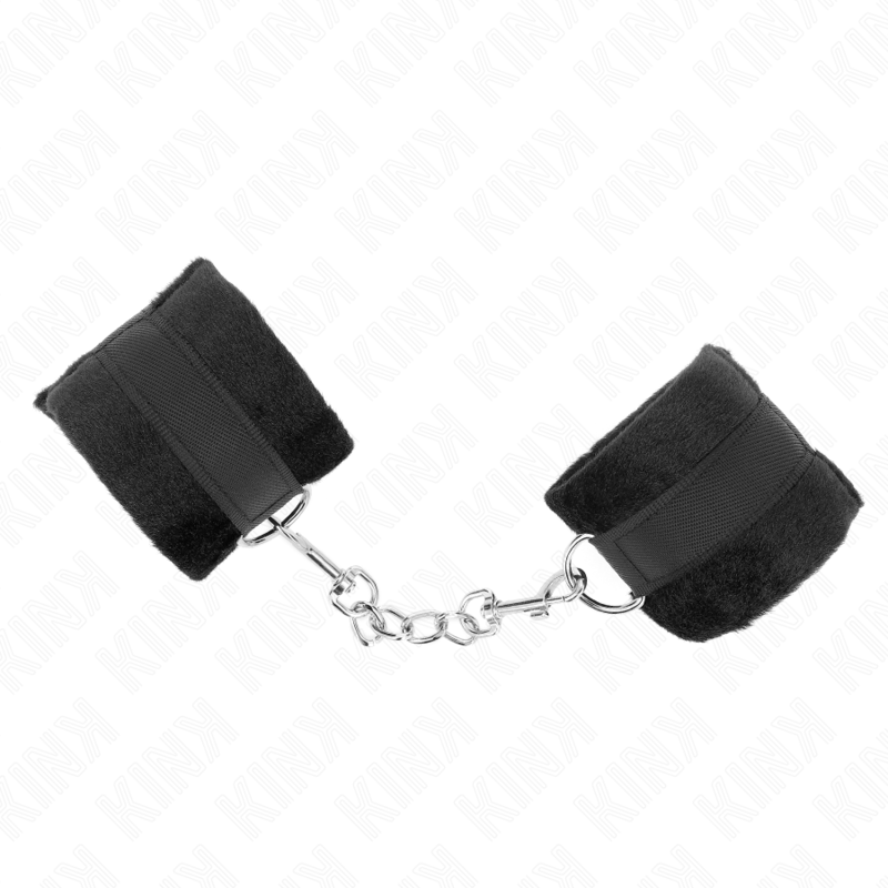 KINK - BEGINNER FUR HAND CUFFS BLACK 30 X 7 CM - My naughty haven #