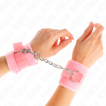 KINK - BEGINNER FUR HAND CUFFS PINK 30 X 7 CM - My naughty haven #