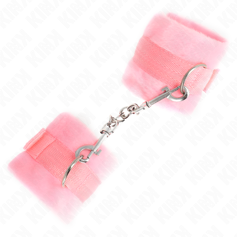 KINK - BEGINNER FUR HAND CUFFS PINK 30 X 7 CM - My naughty haven #