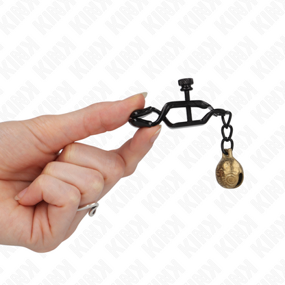KINK - BELL JAW STYLE NIPPLE CLAMPS BLACK 7 CM - My naughty haven #