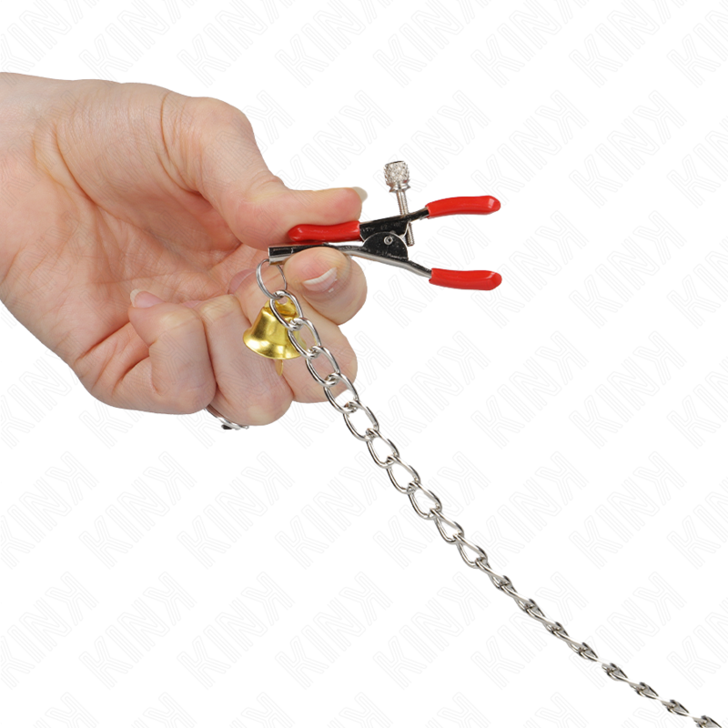 KINK - BELL TRIPLE NIPPLE AND CLIT CLAMPS RED WITH CHAIN 30 CM - My naughty haven #
