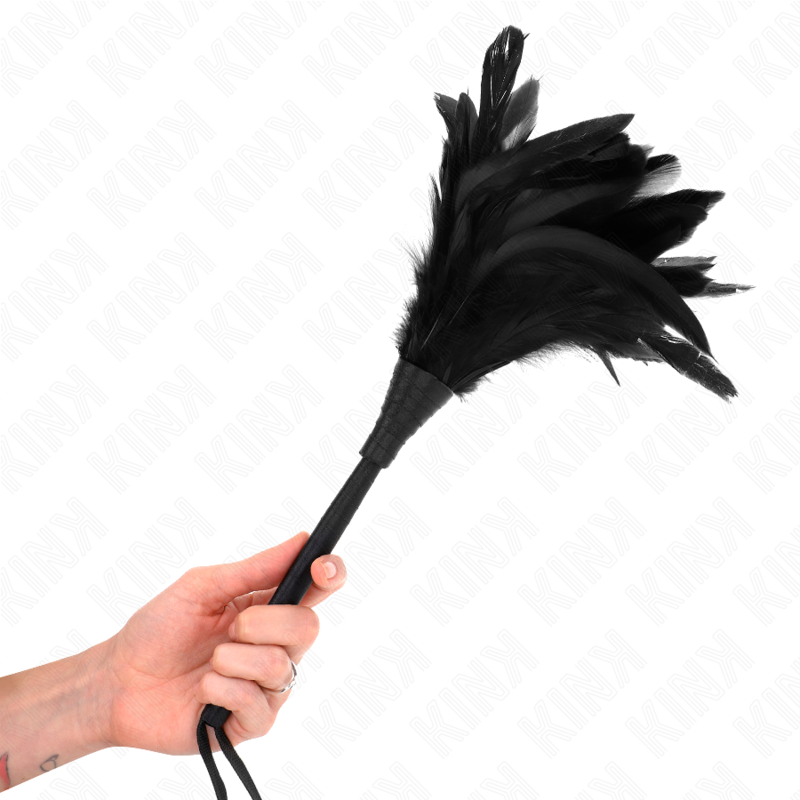KINK - BLACK MAIDS HORN SHAPED TICKLE CHICKEN FEATHERS 36 CM - My naughty haven #
