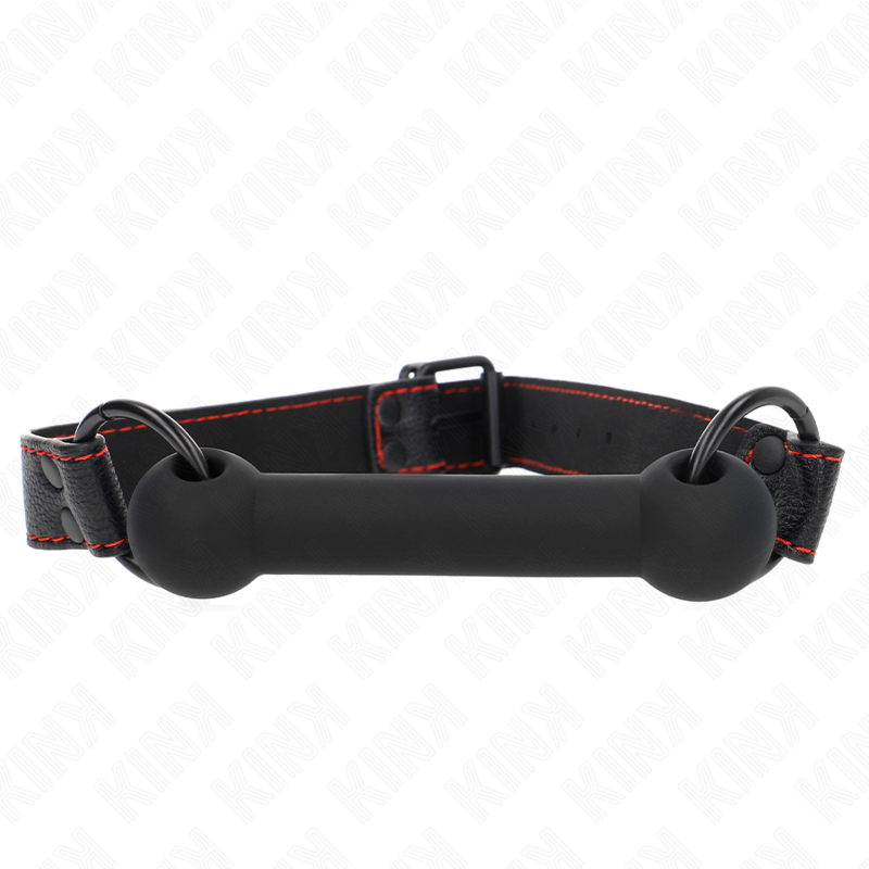 KINK - BONE GAG WITH LEATHERETTE STRAP BLACK ADJUSTABLE 41-57 CM - My naughty haven #