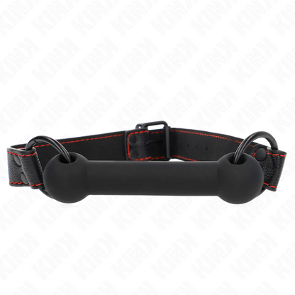 KINK - BONE GAG WITH LEATHERETTE STRAP BLACK ADJUSTABLE 41-57 CM - My naughty haven #