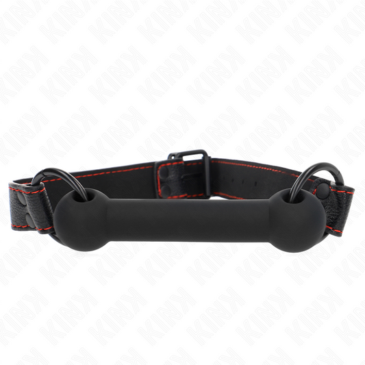 KINK - BONE GAG WITH LEATHERETTE STRAP BLACK ADJUSTABLE 41-57 CM - My naughty haven #