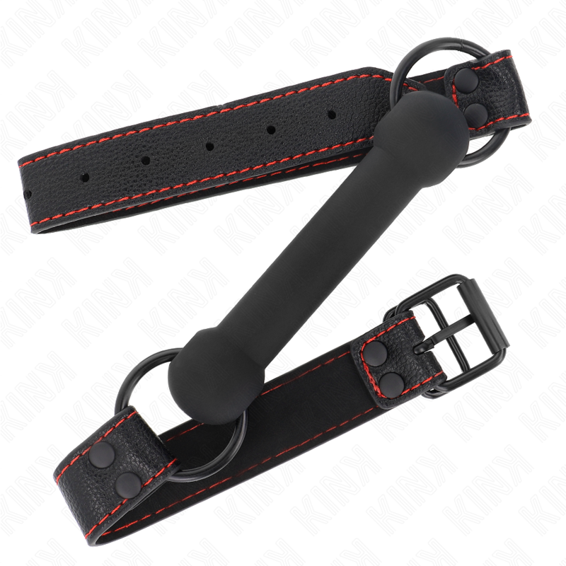 KINK - BONE GAG WITH LEATHERETTE STRAP BLACK ADJUSTABLE 41-57 CM - My naughty haven #