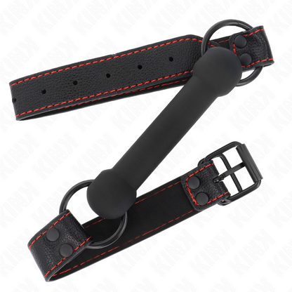 KINK - BONE GAG WITH LEATHERETTE STRAP BLACK ADJUSTABLE 41-57 CM - My naughty haven #