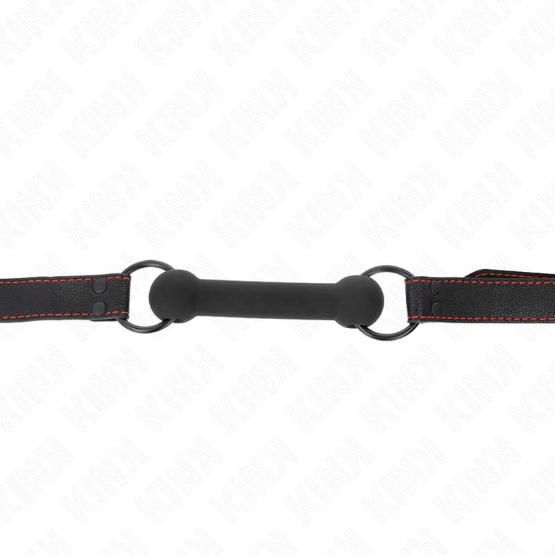 KINK - BONE GAG WITH LEATHERETTE STRAP BLACK ADJUSTABLE 41-57 CM - My naughty haven #