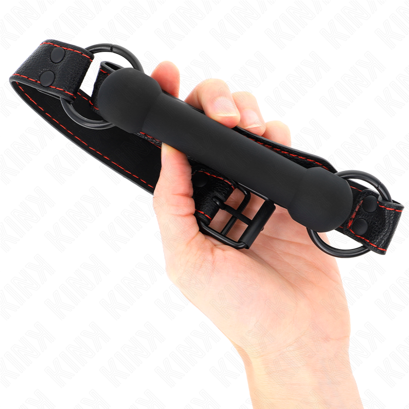 KINK - BONE GAG WITH LEATHERETTE STRAP BLACK ADJUSTABLE 41-57 CM - My naughty haven #