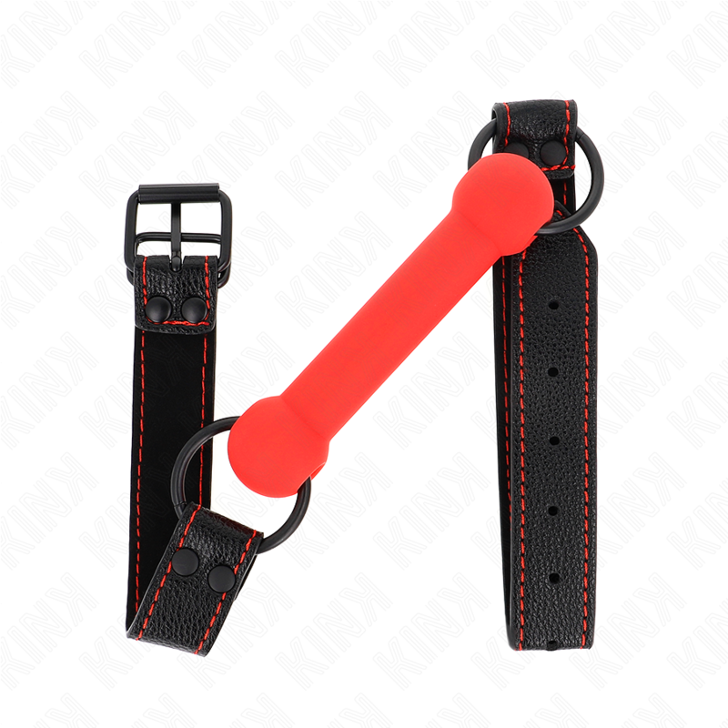 KINK - BONE GAG WITH LEATHERETTE STRAP RED ADJUSTABLE 41-57 CM - My naughty haven #